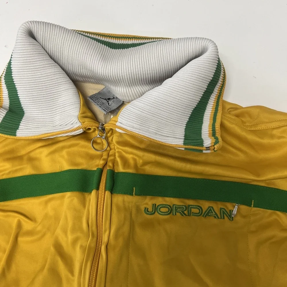 Nike Air Jordan Full Zip Long Sleeve Track Jacket Yellow with Green Men's Sz XXL